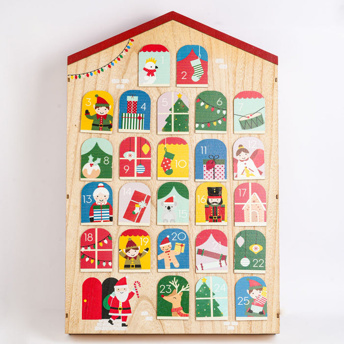 Wooden Christmas Advent Calendar Showpiece – Festive Countdown Decoration