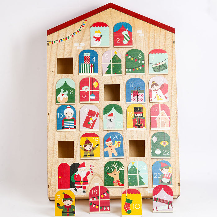 Wooden Christmas Advent Calendar Showpiece – Festive Countdown Decoration