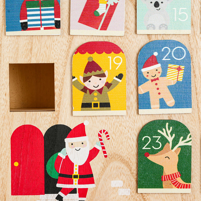 Wooden Christmas Advent Calendar Showpiece – Festive Countdown Decoration