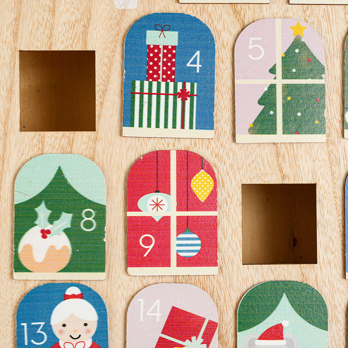 Wooden Christmas Advent Calendar Showpiece – Festive Countdown Decoration