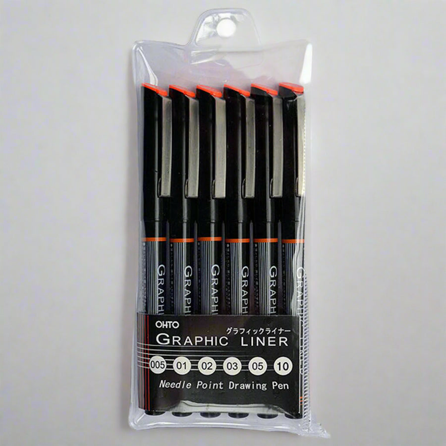 Ohto Graphic Liner Needle Point Fine Liner Set of 6