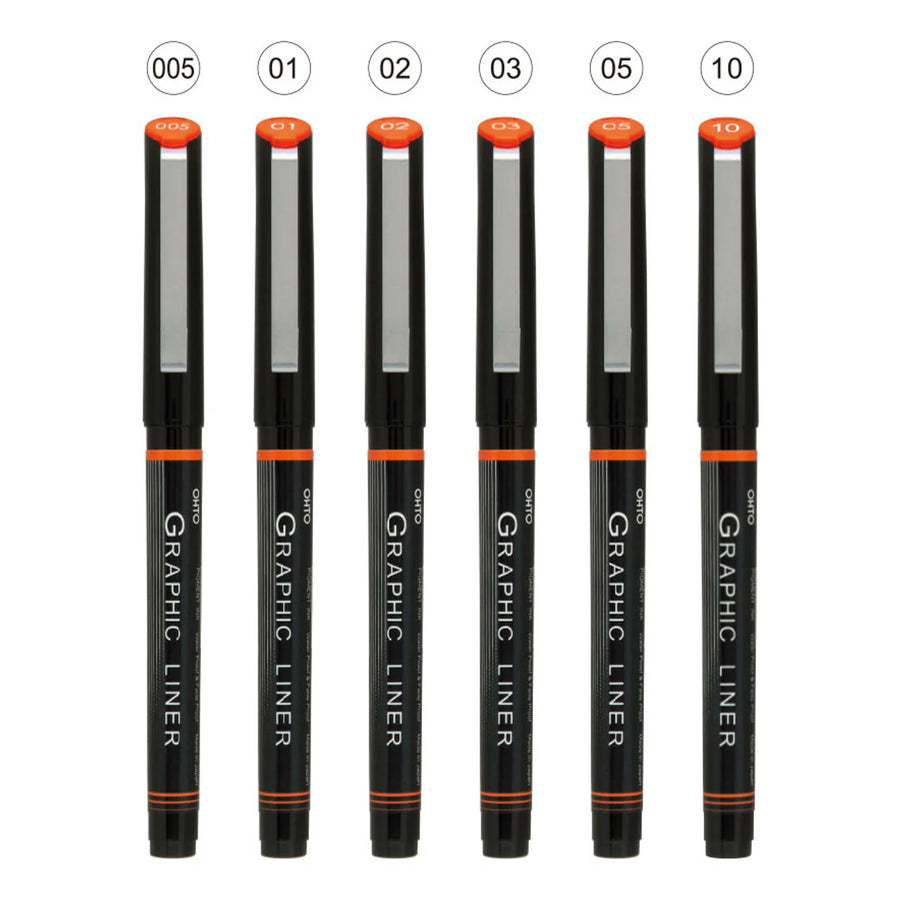 Ohto Graphic Liner Needle Point Fine Liner Set of 6