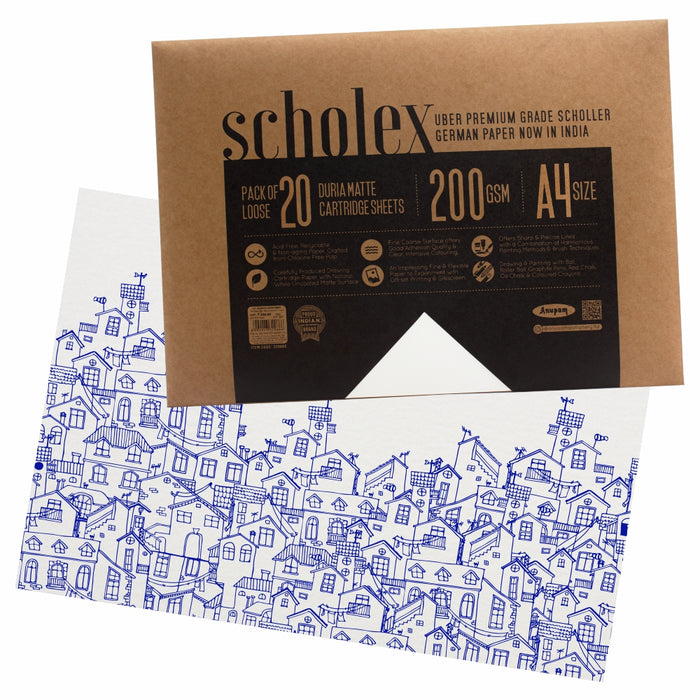 Anupam- Scholex Duriamatte Cartridge Drawing Paper (20 Loose Sheets) – 200GSM/A4