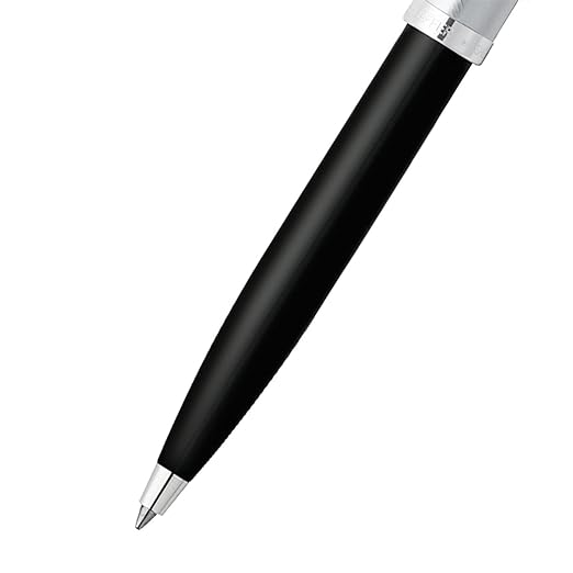 Sheaffer 100 9313 Black Barrel Ballpoint Pen - Glossy Black and Chrome-Plated Trim