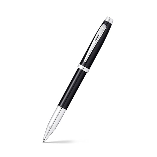 Sheaffer 100 9338 Glossy Black Lacquer With Chrome Plated Trim Rollerball Pen