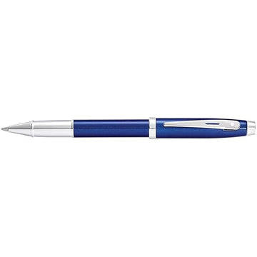 sheaffe-100-9339-glossy-blue-lacquer-with-chrome-plated-trim-rollerball-pen-side-view