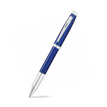 sheaffer-100-9339-glossy-blue-lacquer-with-chrome-plated-trim-rollerball-pen-open-view