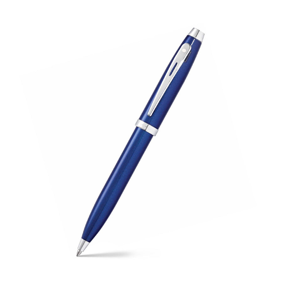 sheaffer-9339-pen-glossy-blue-with-chrome-plated-trim-ball-pen-open-view