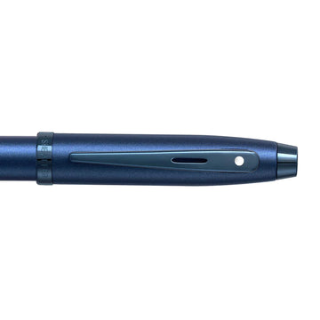 sheaffer-100-9371-satin-blue-ballpoint-pen-with-pvd-blue-trim-cap-view