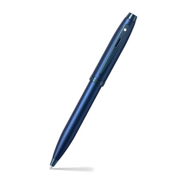 sheaffer-100-9371-satin-blue-ballpoint-pen-with-pvd-blue-trim-open-view