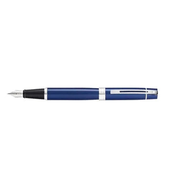 sheaffer-300-glossy-blue-fountain-pen-with-chrome-trims -9341-side-view