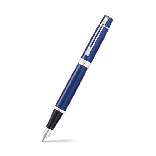 Sheaffer 300 Glossy Blue Fountain Pen With Chrome Trims  - Medium Nib 9341