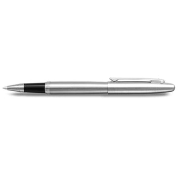 sheaffer-vfm-9426-brushed-chrome-rollerball-pen-with-chrome-trim-side-view