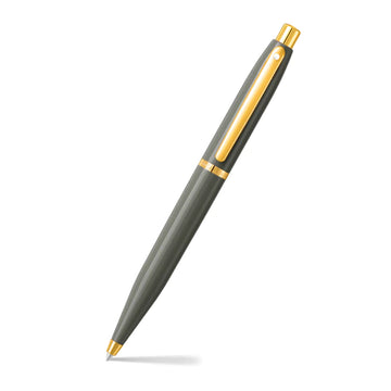 sheaffer-vfm-9427-glossy-light-gray-ballpoint-pen-with-pvd-gold-tone-trim-open-view