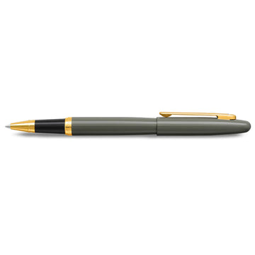 sheaffer-vfm-9427-glossy-light-gray-rollerball-pen-with-pvd-gold-tone-trim-side-view