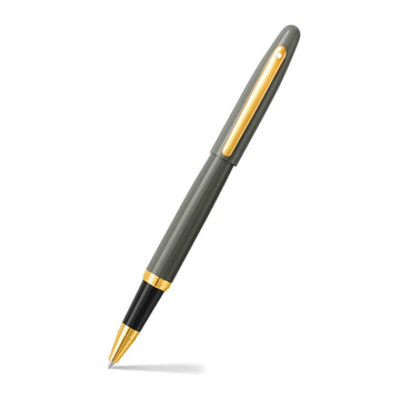 sheaffer-vfm-9427-glossy-light-gray-rollerball-pen-with-pvd-gold-tone-trim-open-view