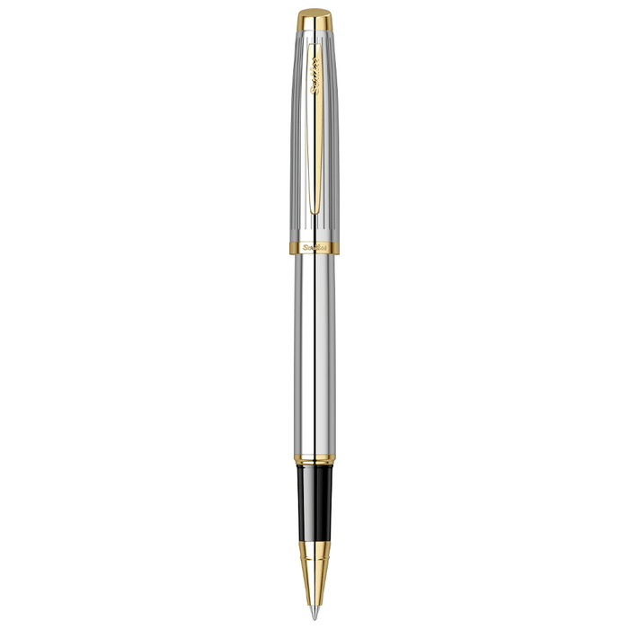 Scrikss Oscar 39 Rollerball Pen – Chrome with Gold Trim (GT)