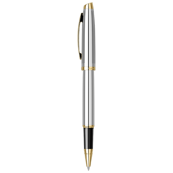 Scrikss Oscar 39 Rollerball Pen – Chrome with Gold Trim (GT)