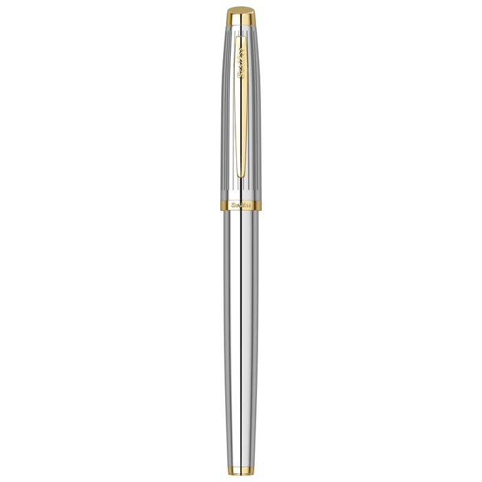 Scrikss Oscar 39 Rollerball Pen – Chrome with Gold Trim (GT)