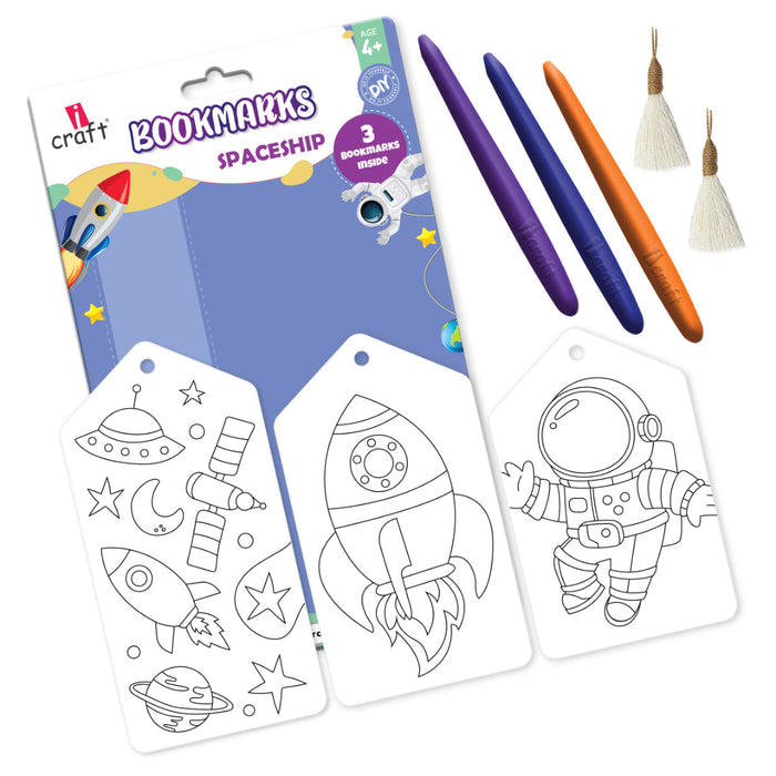 iCraft Kids DIY Bookmark Coloring Kit – Spaceship Design