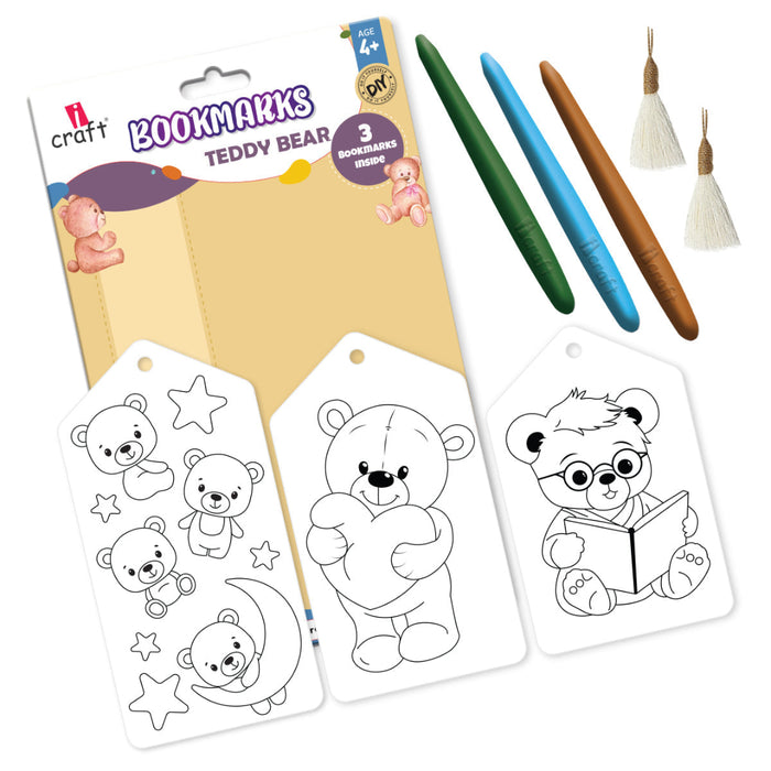 iCraft Kids DIY Bookmark Coloring Kit – Teddy Bear Designs