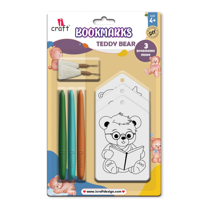 iCraft Kids DIY Bookmark Coloring Kit – Teddy Bear Designs