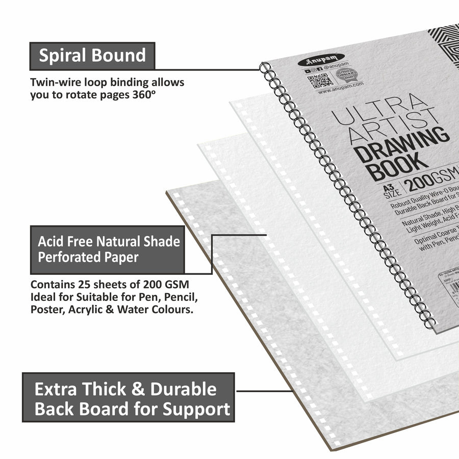 Anupam - Ultra Artist Drawing Book A4/200GSM