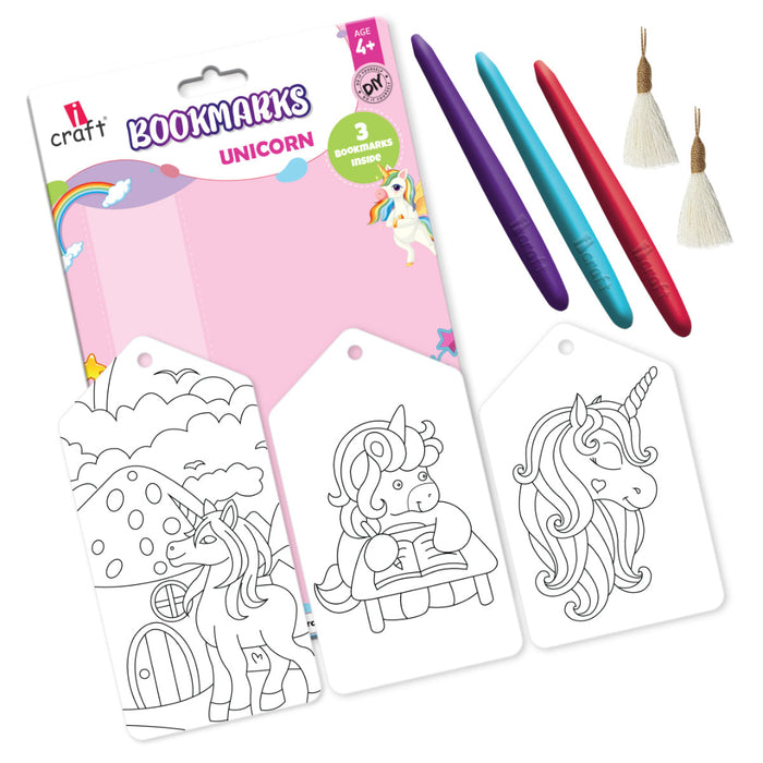 iCraft Kids DIY Bookmark Coloring Kit – Unicorn Design