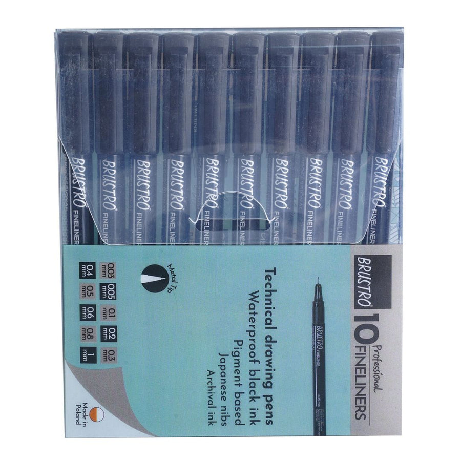 Brustro Professional Pigment Based Fineliner (Set of 10)