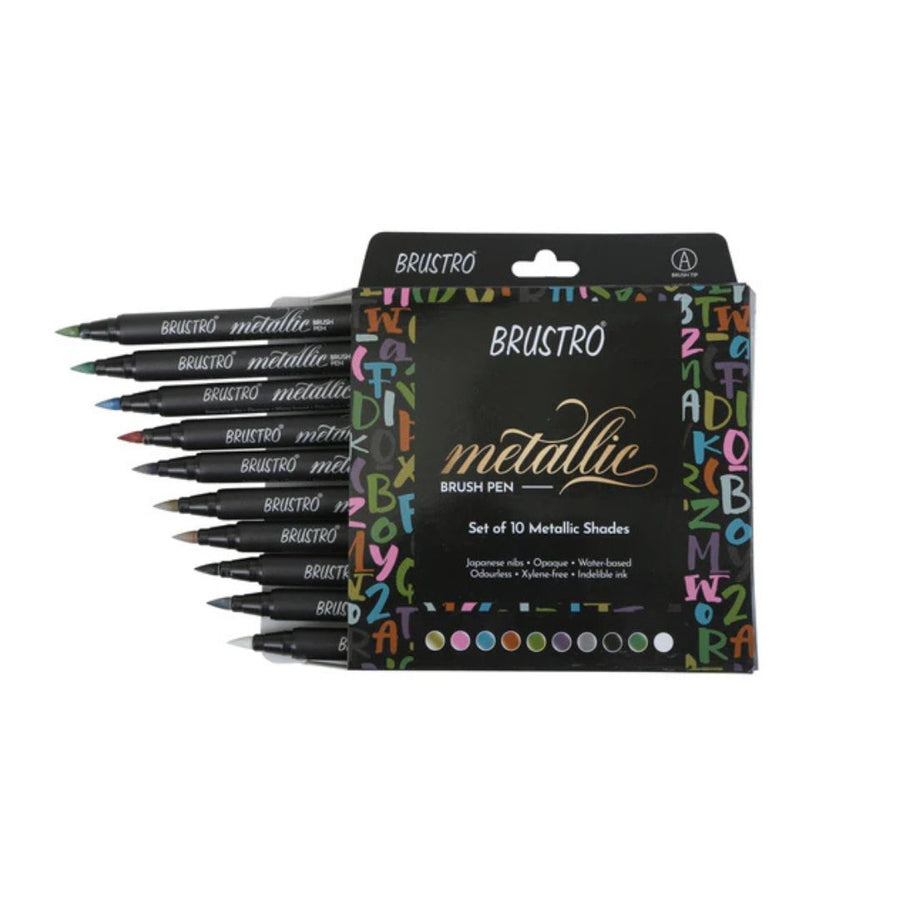 Brustro Metallic Brush Pen - Set of 10