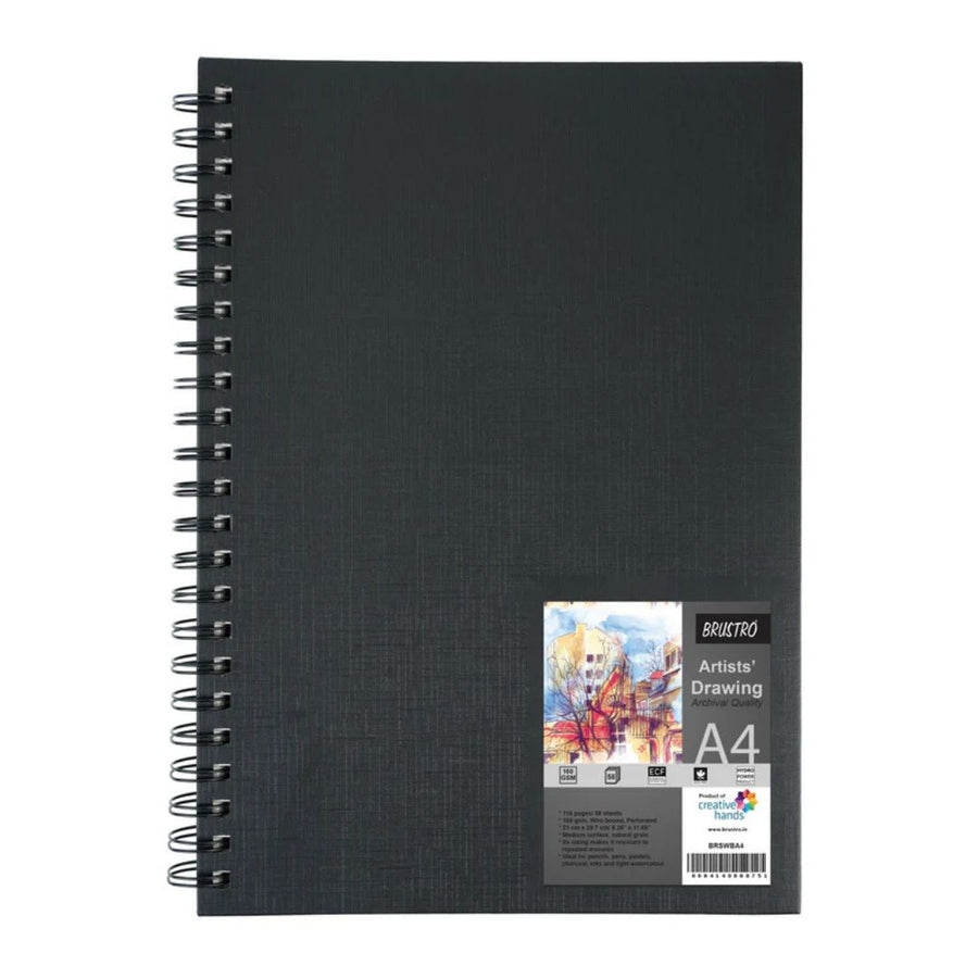 Brustro Artists Wiro Bound Sketch Book, A4 Size, 116 Pages, 160 GSM (Acid Free)