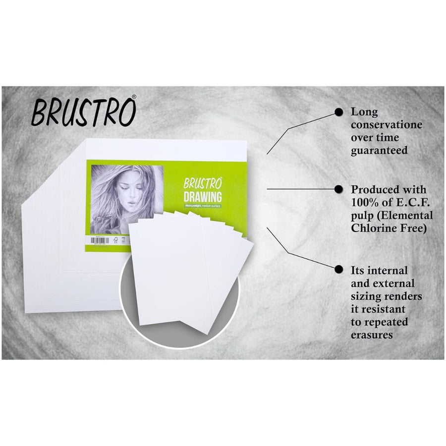 Brustro Drawing Paper Pad – A5 | 200 GSM | 32 + 8 Free Sheets | Heavyweight, Medium Surface