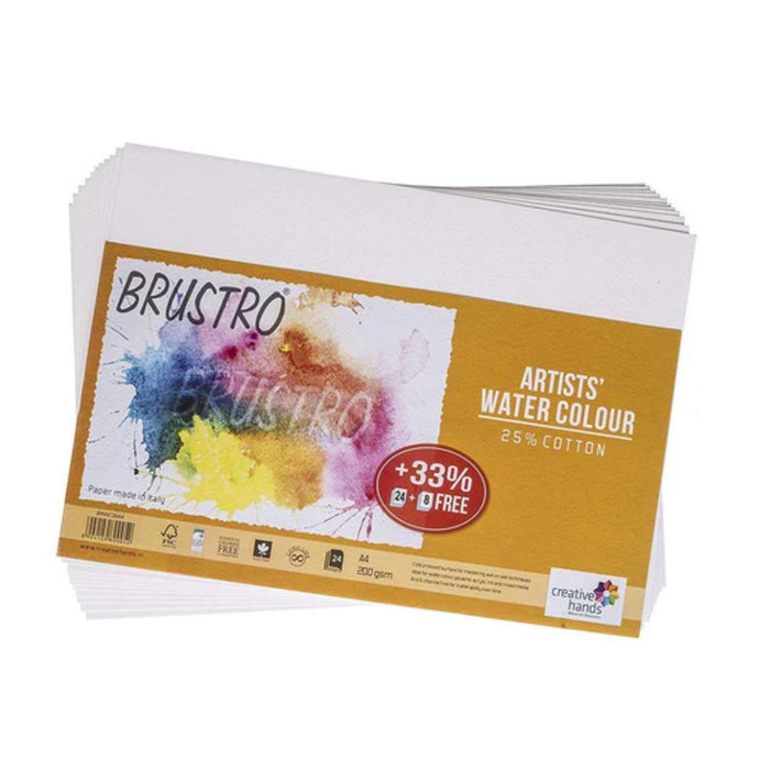 Brustro Artists' Watercolour Paper – A4 200 GSM 25% Cotton | Cold Pressed