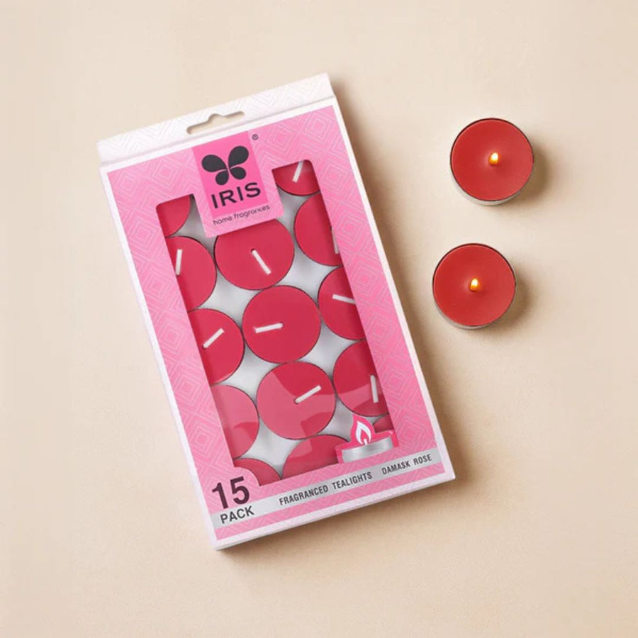 IRIS 15 Pack Fragranced Tealights – Damask Rose