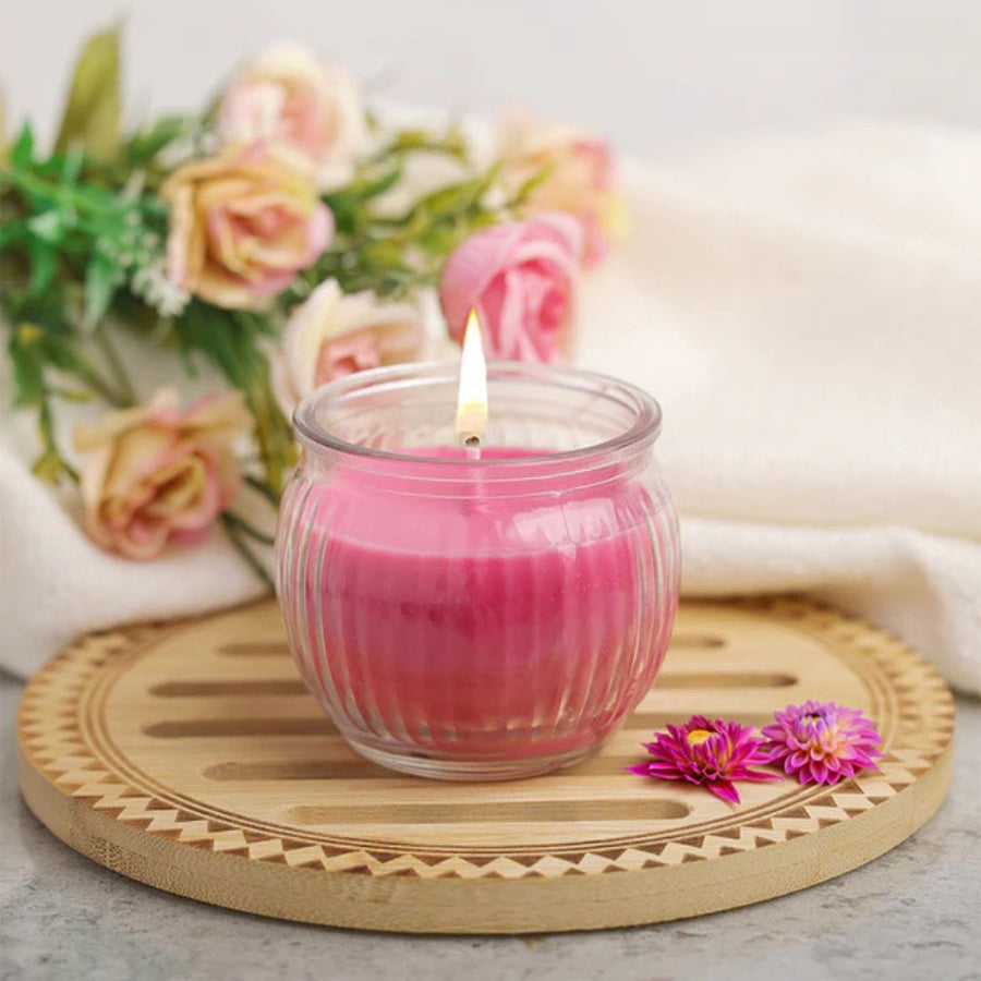 IRIS Ribbed Jar Candle – Damask Rose