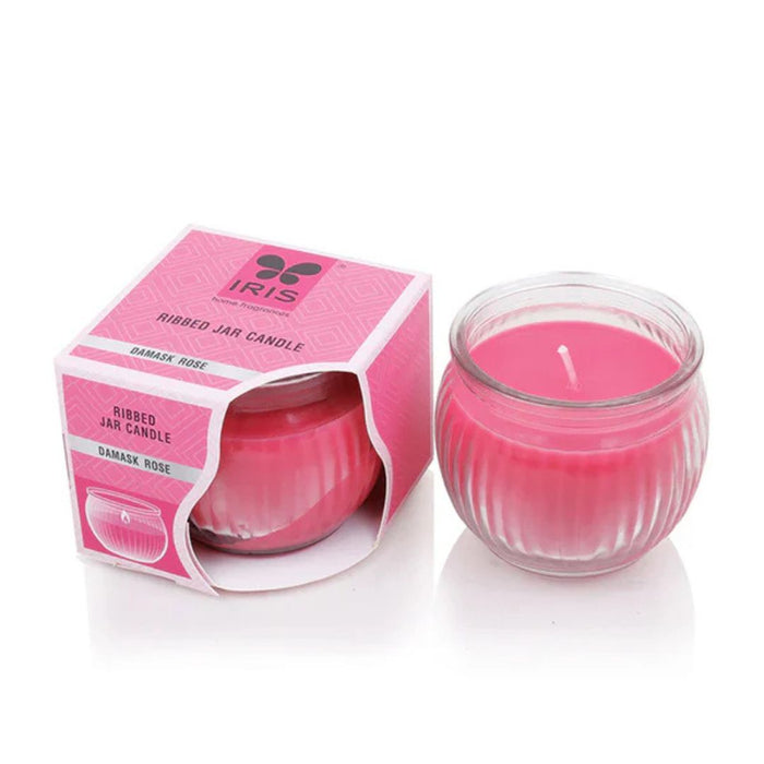 IRIS Ribbed Jar Candle – Damask Rose