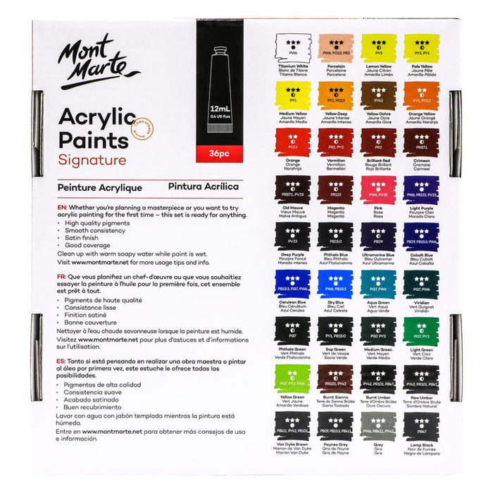 Mont Marte Acrylic Paint Set – Signature 36pc x 12ml
