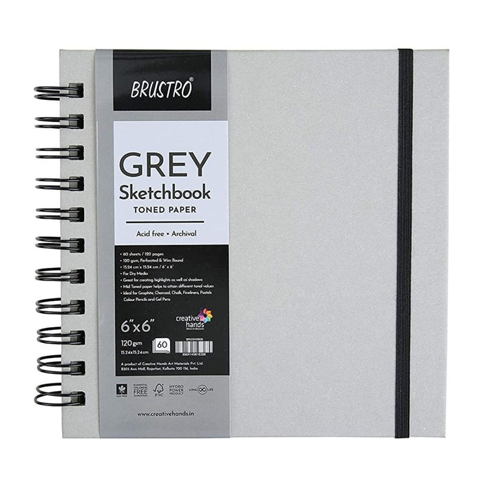 Brustro Toned Paper - Grey Sketchbook Wiro Bound