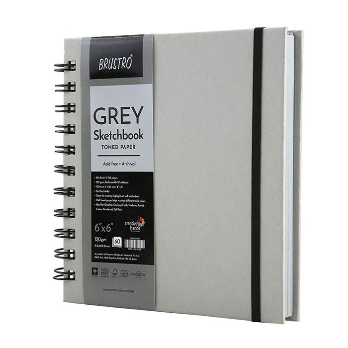 Brustro Toned Paper - Grey Sketchbook Wiro Bound
