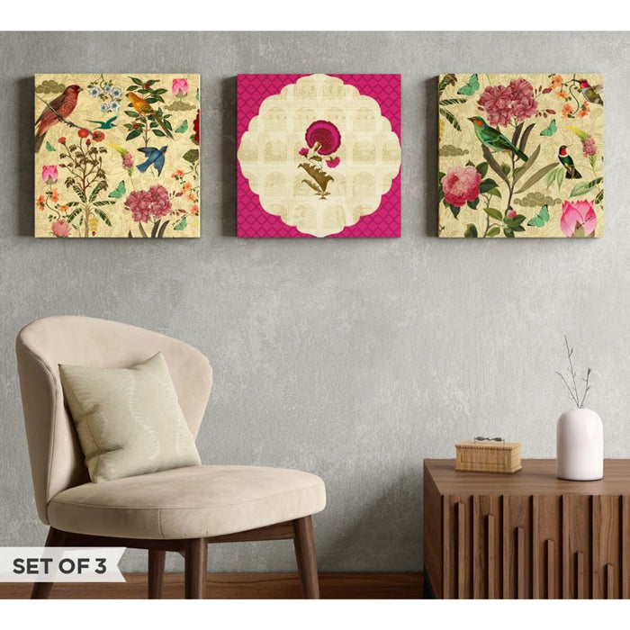 India Circus – Poppy Bird Land Canvas Wall Art Set of 3