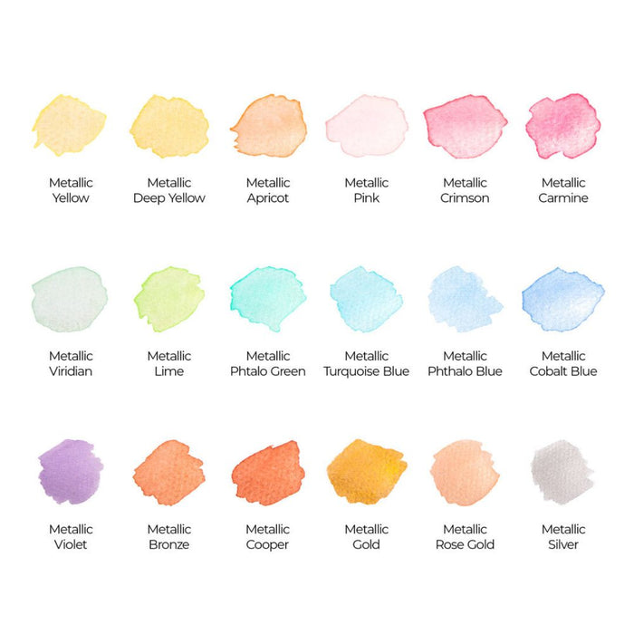 Mont Marte Premium Metallic Watercolour Cake Set in Tin – 21 Pieces