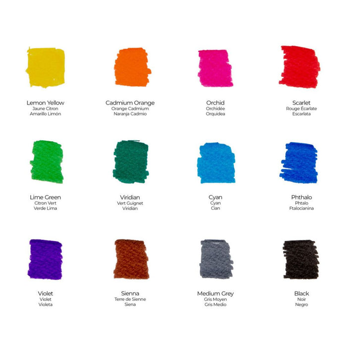 Mont Marte Dual Tip Markers Brush & Bullet – Premium 12 Colour Set