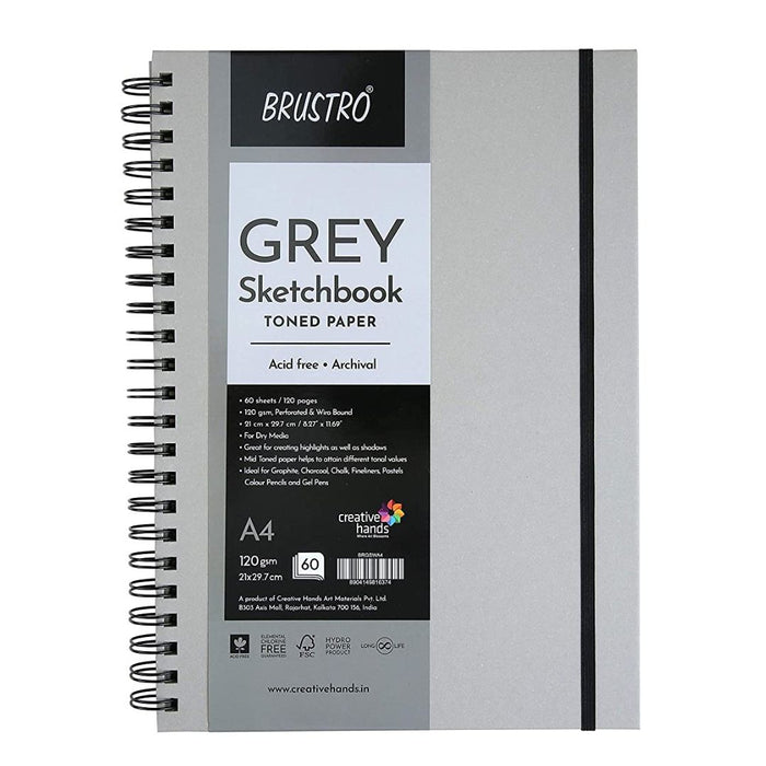 Brustro Toned Paper - Grey Sketchbook Wiro Bound