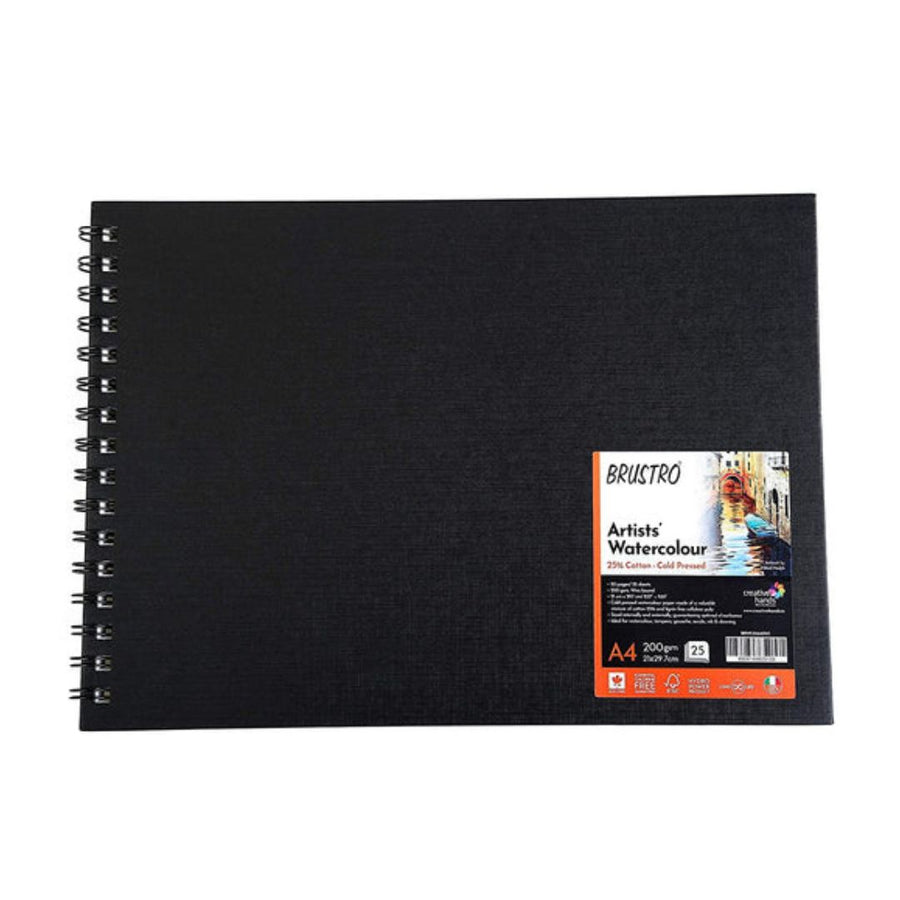 BRUSTRO - Artist 25% Cotton Watercolour Wiro Journal A4 Landscape