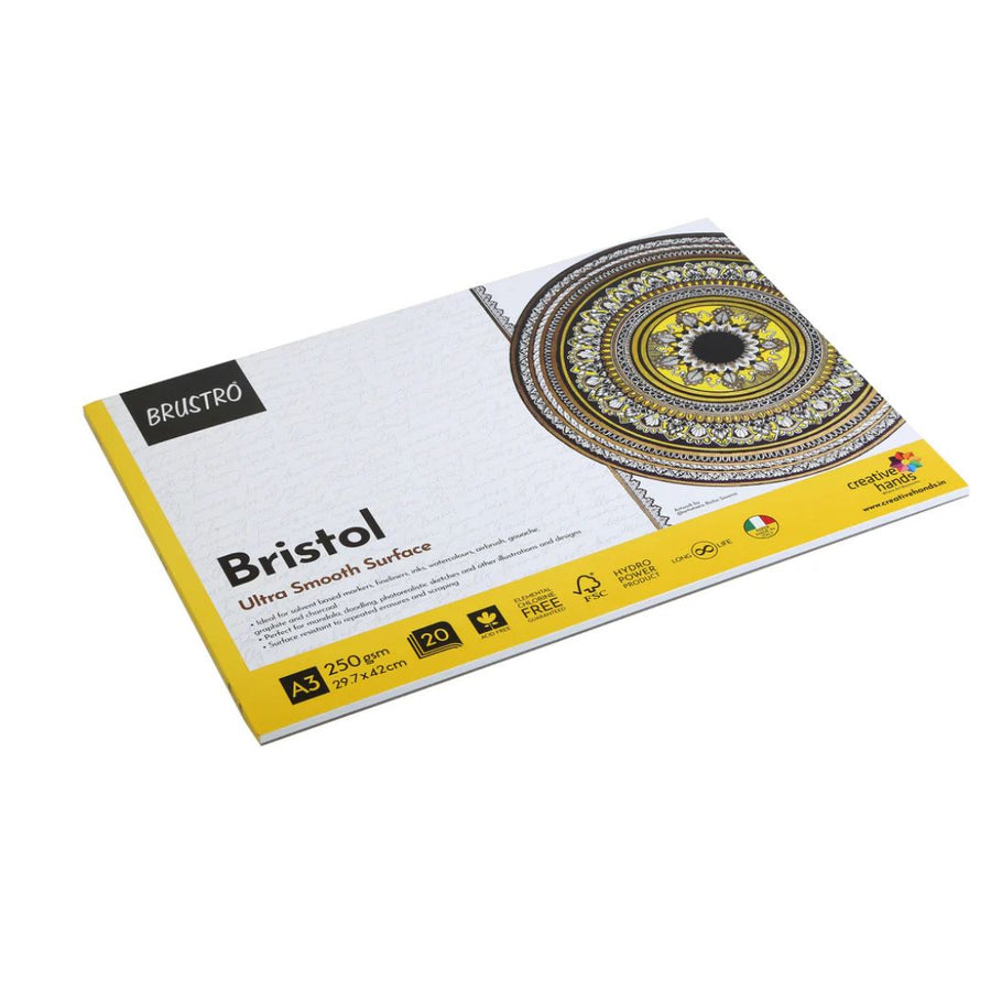 Brustro Bristol Ultra Smooth Glued Pad – A3 Size, 250 GSM, 20 Sheets