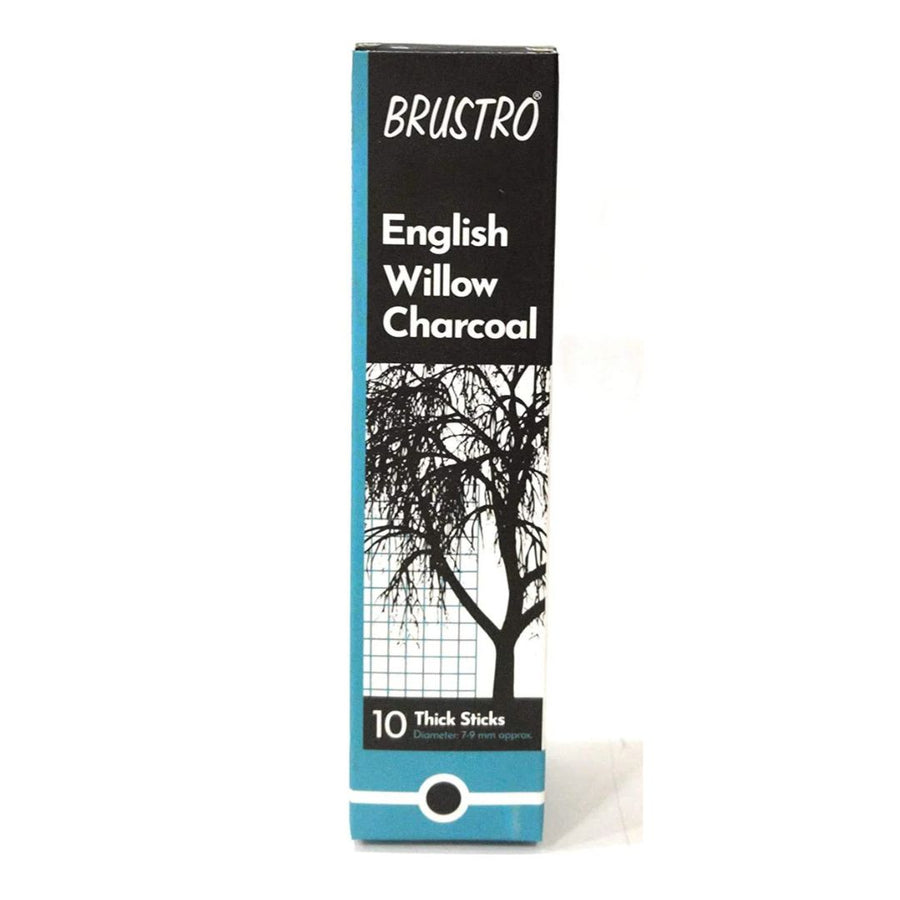 Brustro English Willow Charcoal – Thick (Set of 10 Sticks | 7–9mm Diameter)