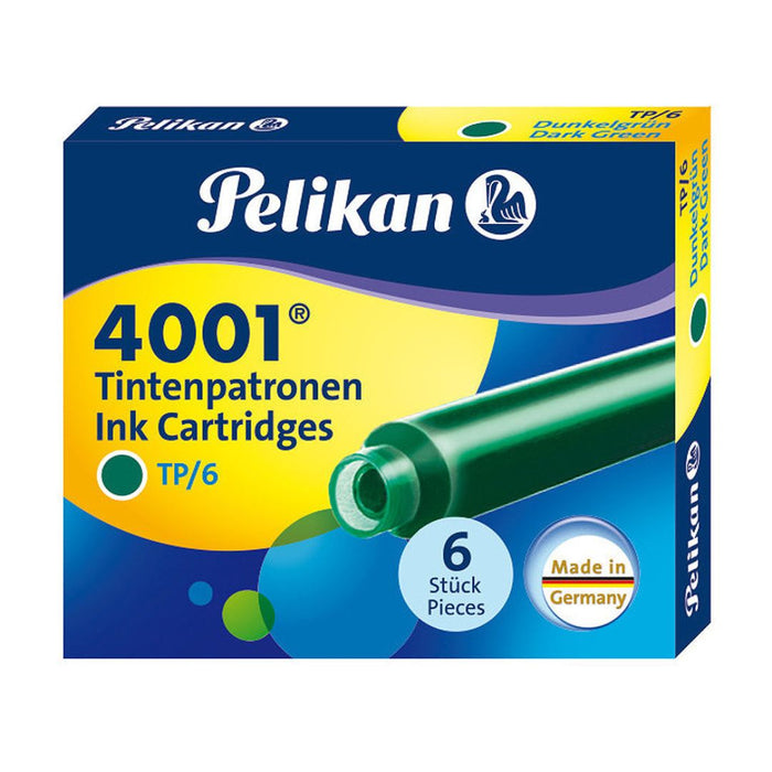 Pelikan TP/6 Short Ink Cartridges – Dark Green, Pack of 6