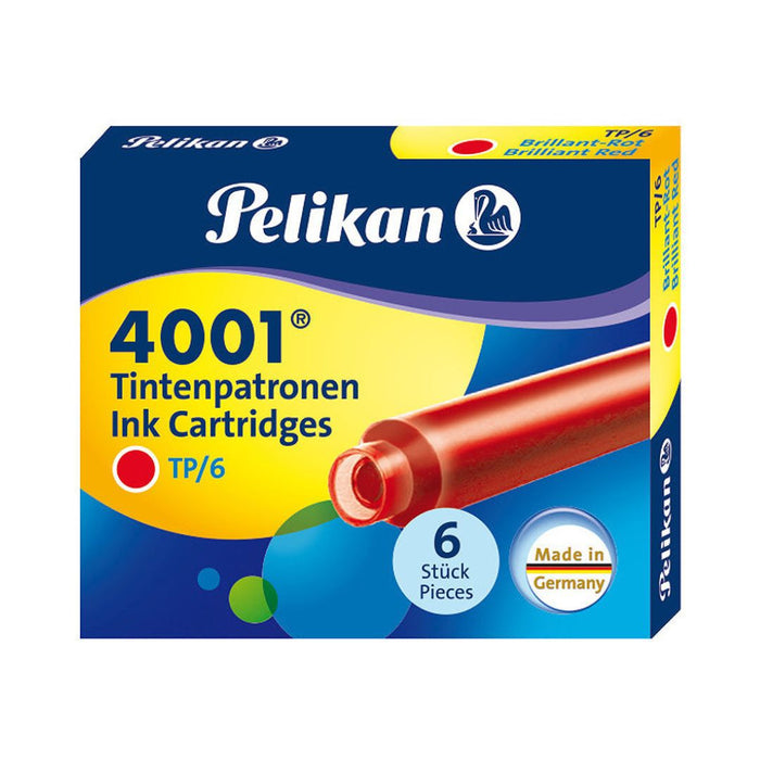 Pelikan TP/6 Short Ink Cartridges – Brilliant Red, Pack of 6