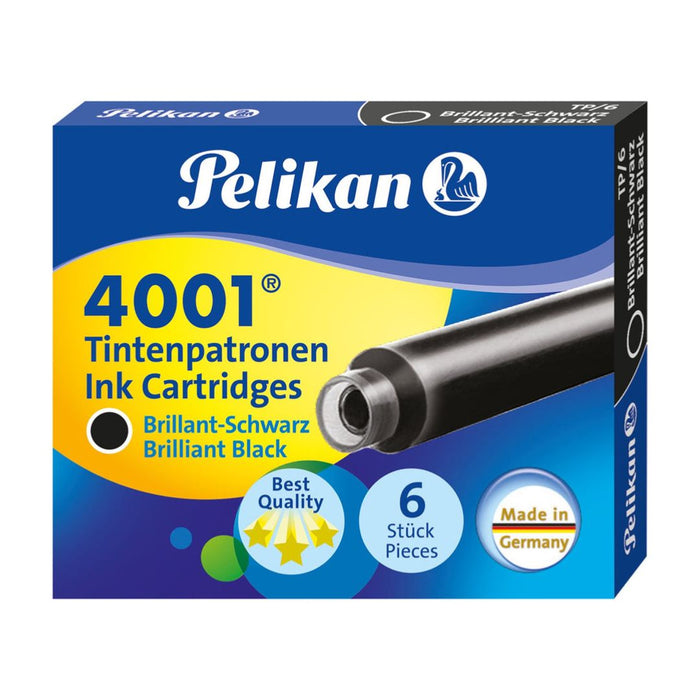 Pelikan TP/6 Short Ink Cartridges – Brilliant Black, Pack of 6