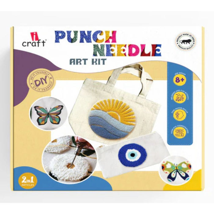 iCraft DIY Punch Needle Kit with Printed Tote Bag & Canvas Pouch